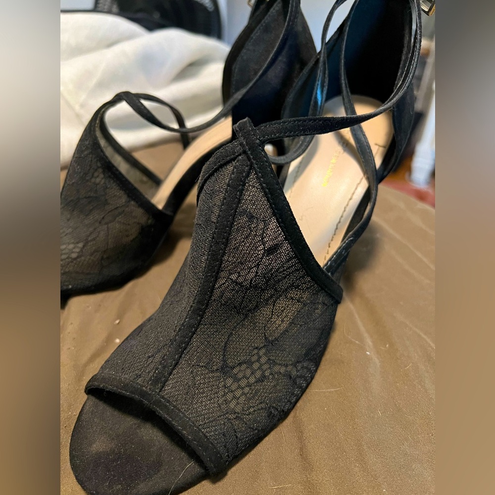 Black lace heels
